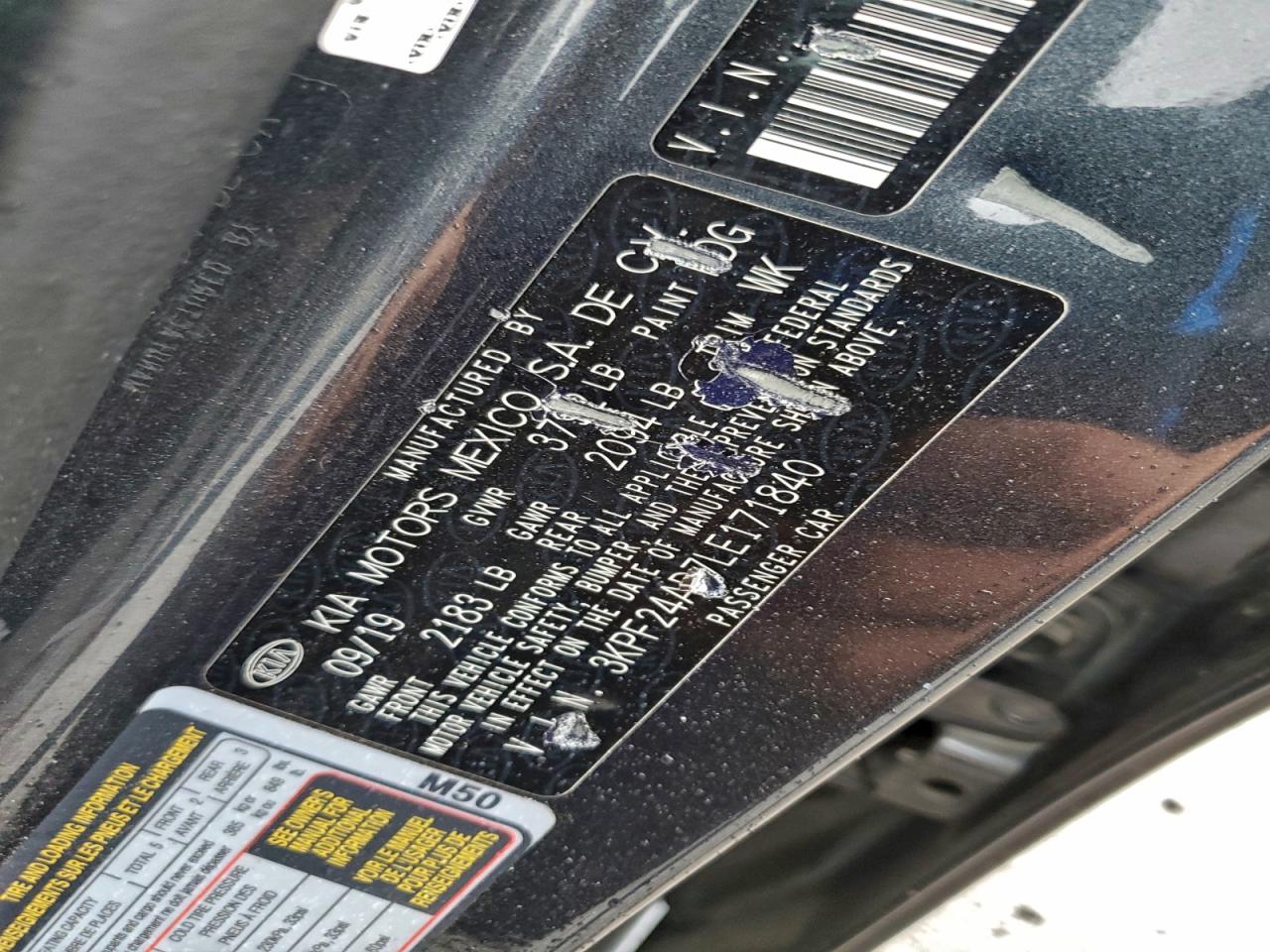 2020 Kia Forte Fe VIN: 3KPF24AD7LE171840 Lot: 93834745