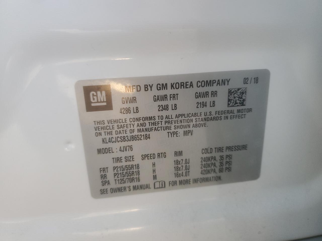 2018 Buick Encore Essence VIN: KL4CJCSB3JB652184 Lot: 91666865