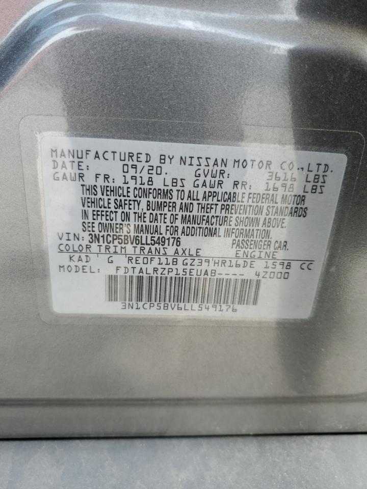 2020 Nissan Kicks S VIN: 3N1CP5BV6LL549176 Lot: 93523515