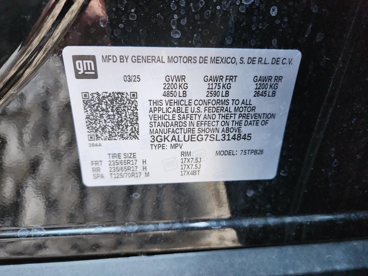 2025 GMC Terrain Elevation VIN: 3GKALUEG7SL314845 Lot: 91044735