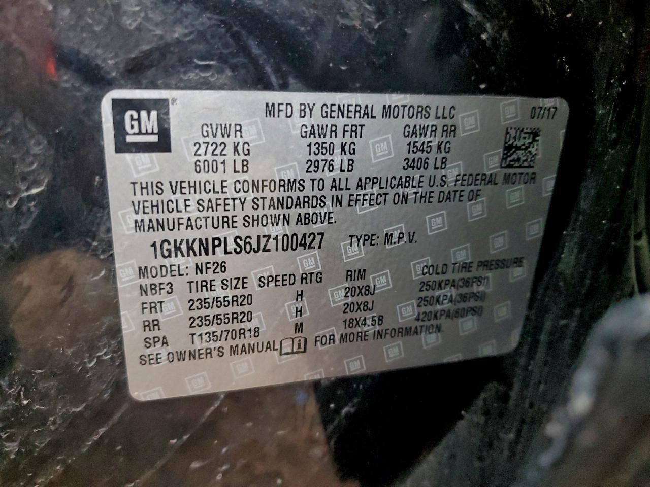 2018 GMC Acadia Denali VIN: 1GKKNPLS6JZ100427 Lot: 93787015