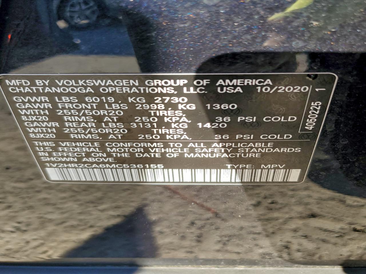 2021 Volkswagen Atlas Se VIN: 1V2HR2CA6MC536155 Lot: 93455715