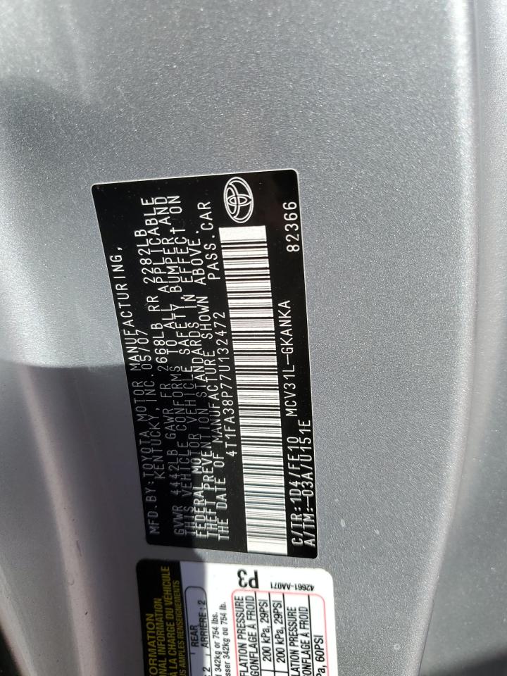 2007 Toyota Camry Solara Se VIN: 4T1FA38P77U132472 Lot: 91272425