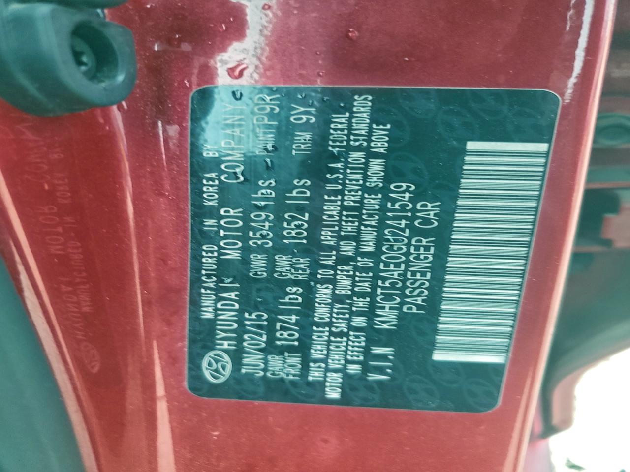 2016 Hyundai Accent Se VIN: KMHCT5AE0GU241549 Lot: 93319475