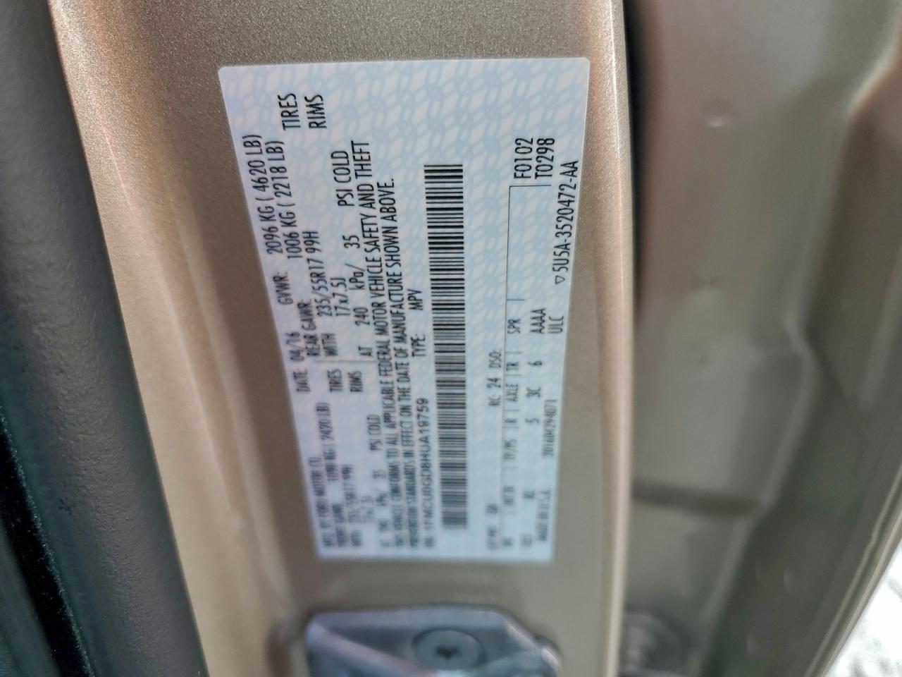 2017 Ford Escape Se VIN: 1FMCU0GD8HUA19759 Lot: 94274895