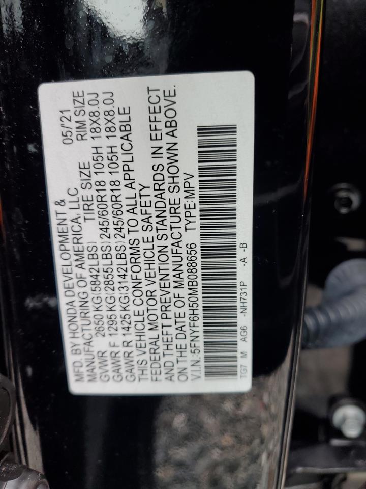 2021 Honda Pilot Exl VIN: 5FNYF6H50MB088656 Lot: 91024315