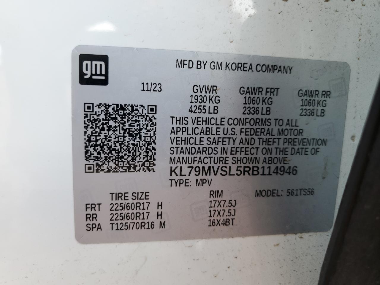 2024 Chevrolet Trailblazer Activ VIN: KL79MVSL5RB114946 Lot: 93935005