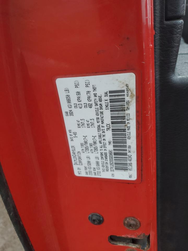 2003 Dodge Ram 2500 St VIN: 3D7KU26D93G830601 Lot: 92014105