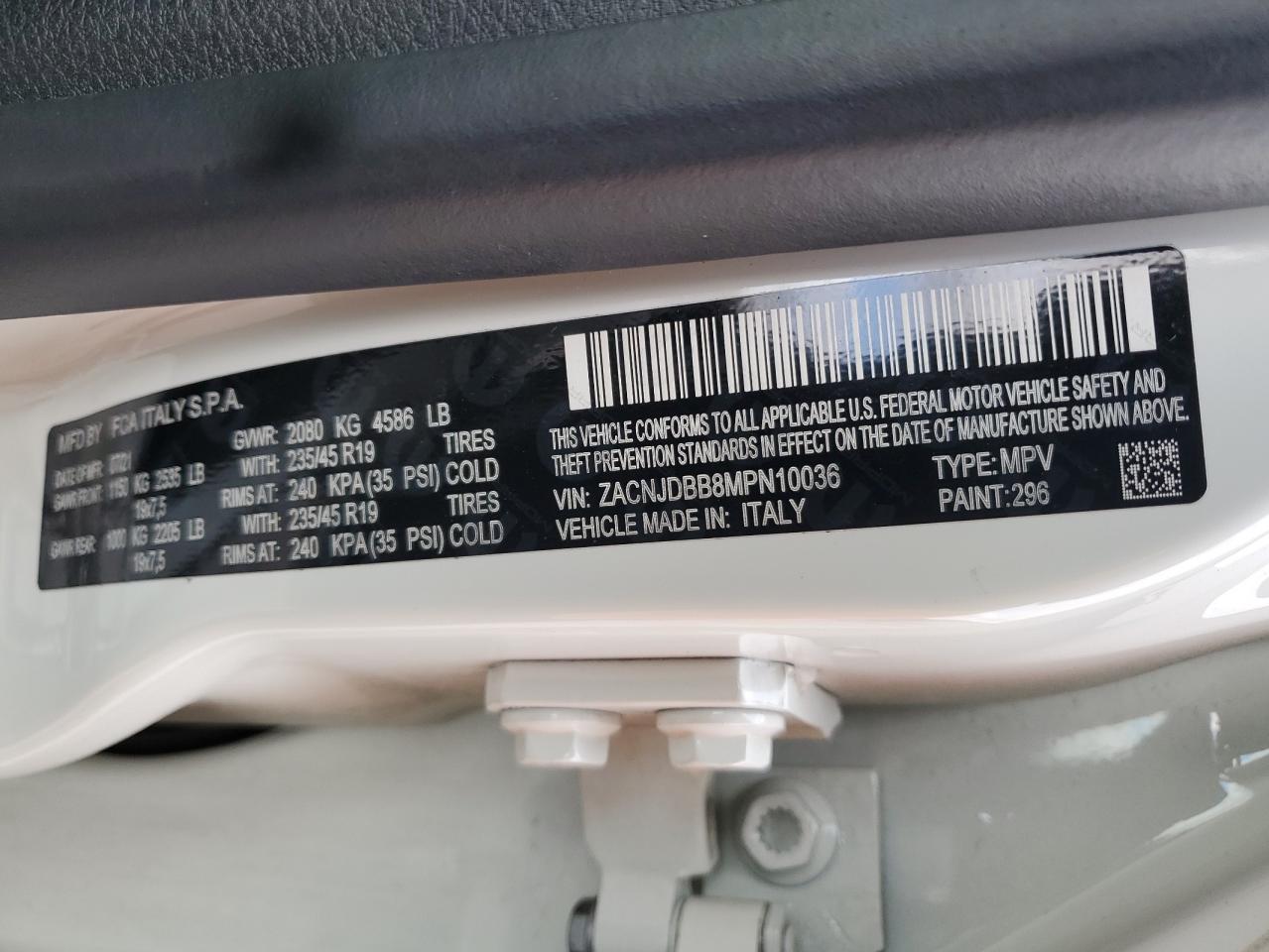 2021 Jeep Renegade Latitude VIN: ZACNJDBB8MPN10036 Lot: 92877895