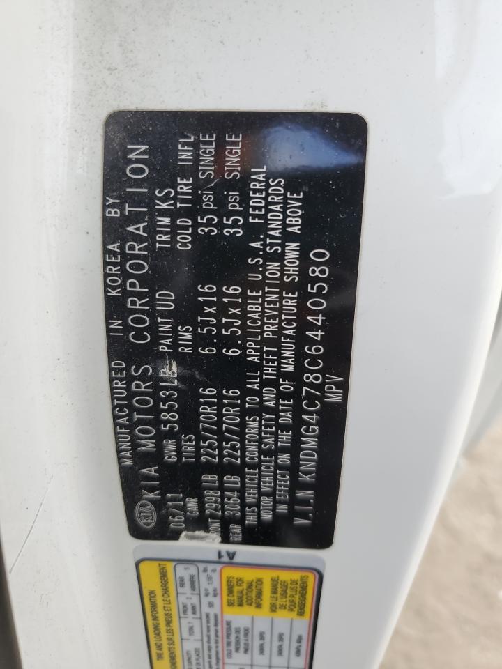 2012 Kia Sedona Lx VIN: KNDMG4C78C6440580 Lot: 90827275