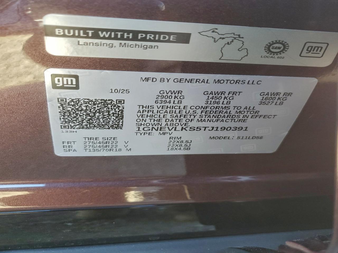 2026 Chevrolet Traverse Rs VIN: 1GNEVLKS5TJ190391 Lot: 94973475