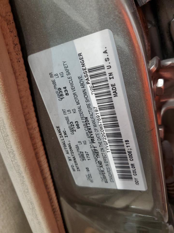 1998 Mazda 626 Dx VIN: 1YVGF22C0W5769197 Lot: 92430815