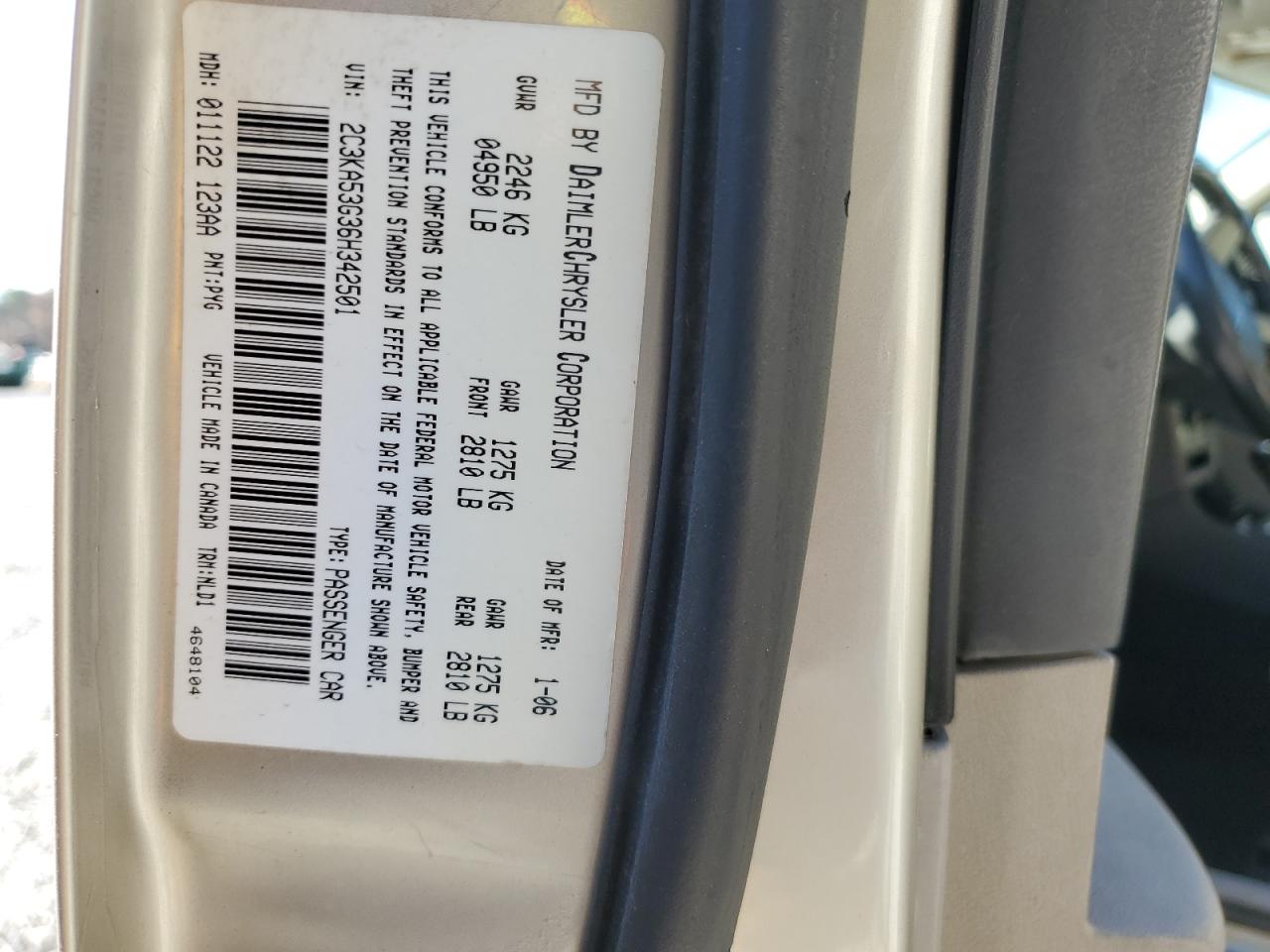 2006 Chrysler 300 Touring VIN: 2C3KA53G36H342501 Lot: 92546815