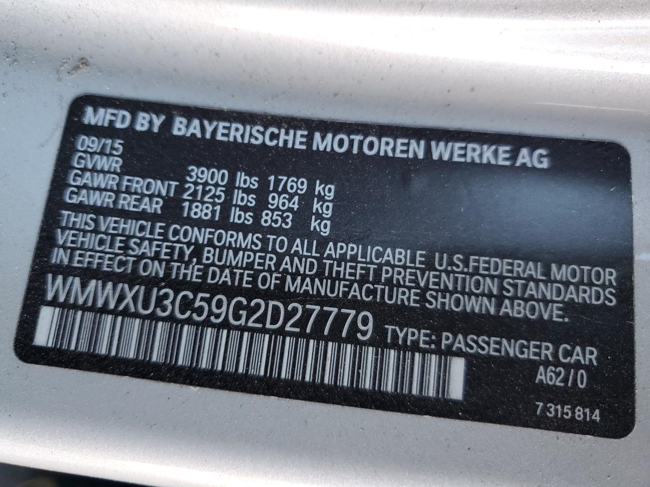 2016 Mini Cooper S VIN: WMWXU3C59G2D27779 Lot: 91935615