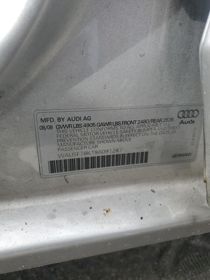 2009 Audi A4 Premium Plus VIN: WAUSF78K19A091287 Lot: 92012715