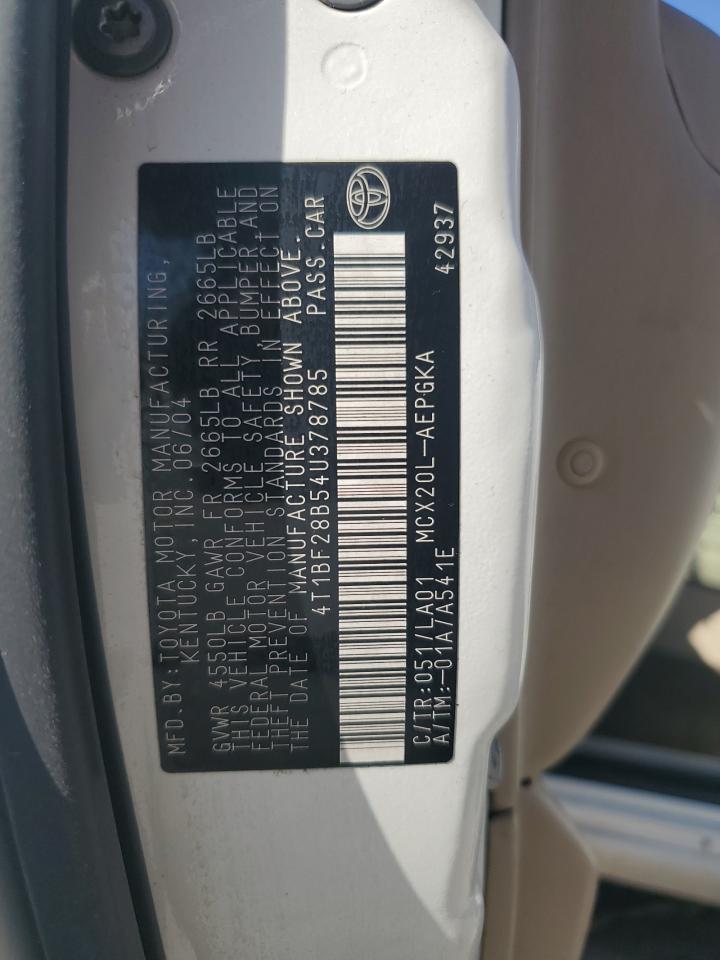 2004 Toyota Avalon Xl VIN: 4T1BF28B54U378785 Lot: 92333145