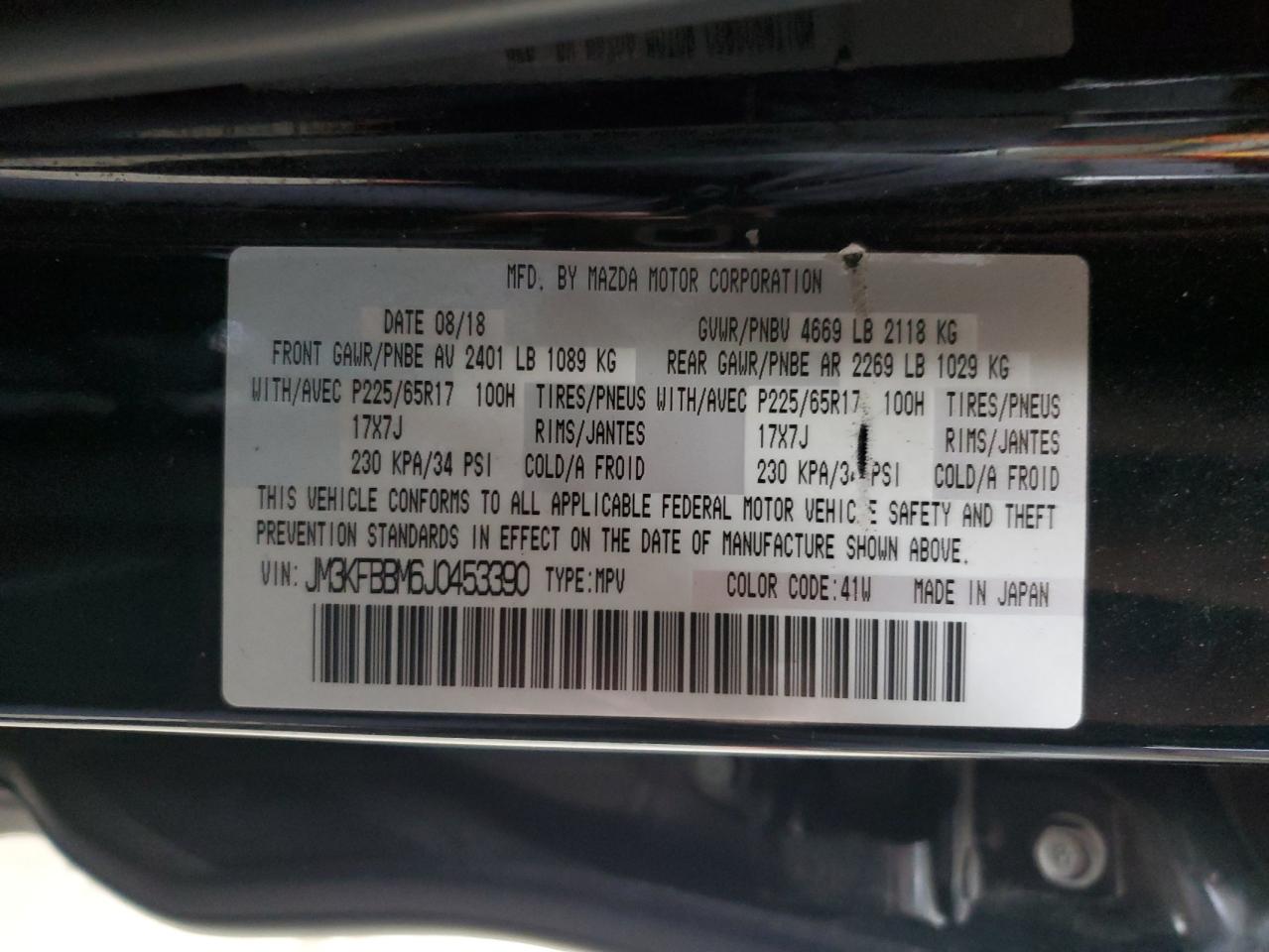 2018 Mazda Cx-5 Sport VIN: JM3KFBBM6J0453390 Lot: 91645165