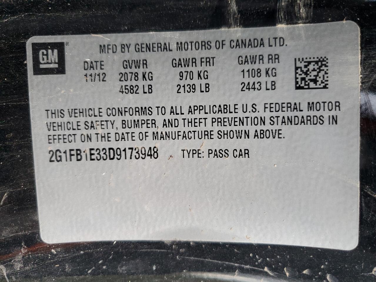 2013 Chevrolet Camaro Lt VIN: 2G1FB1E33D9173948 Lot: 91859825