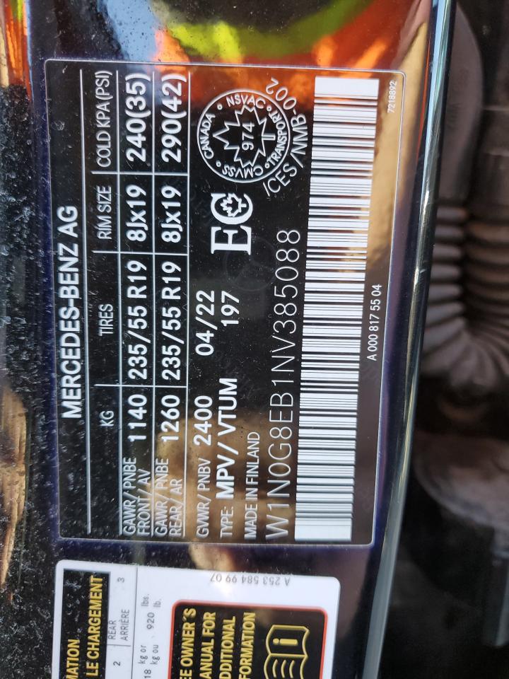 2022 Mercedes-Benz Glc 300 4Matic VIN: W1N0G8EB1NV385088 Lot: 91027265