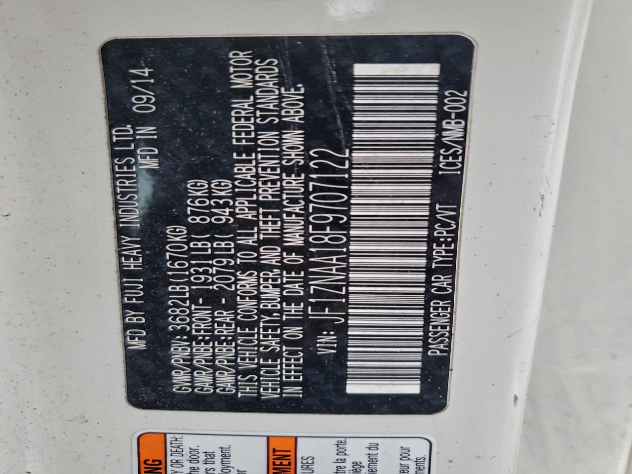 2015 Toyota Scion Fr-S VIN: JF1ZNAA18F9707122 Lot: 93767415