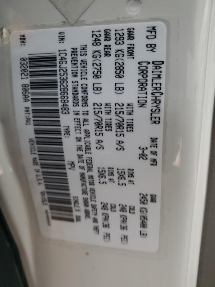 2002 Chrysler Voyager VIN: 1C4GJ25362B668483 Lot: 93444825