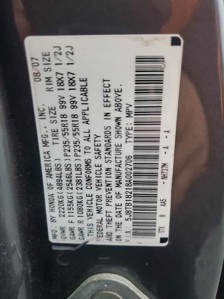 2008 Acura Rdx VIN: 5J8TB18218A002706 Lot: 92259875