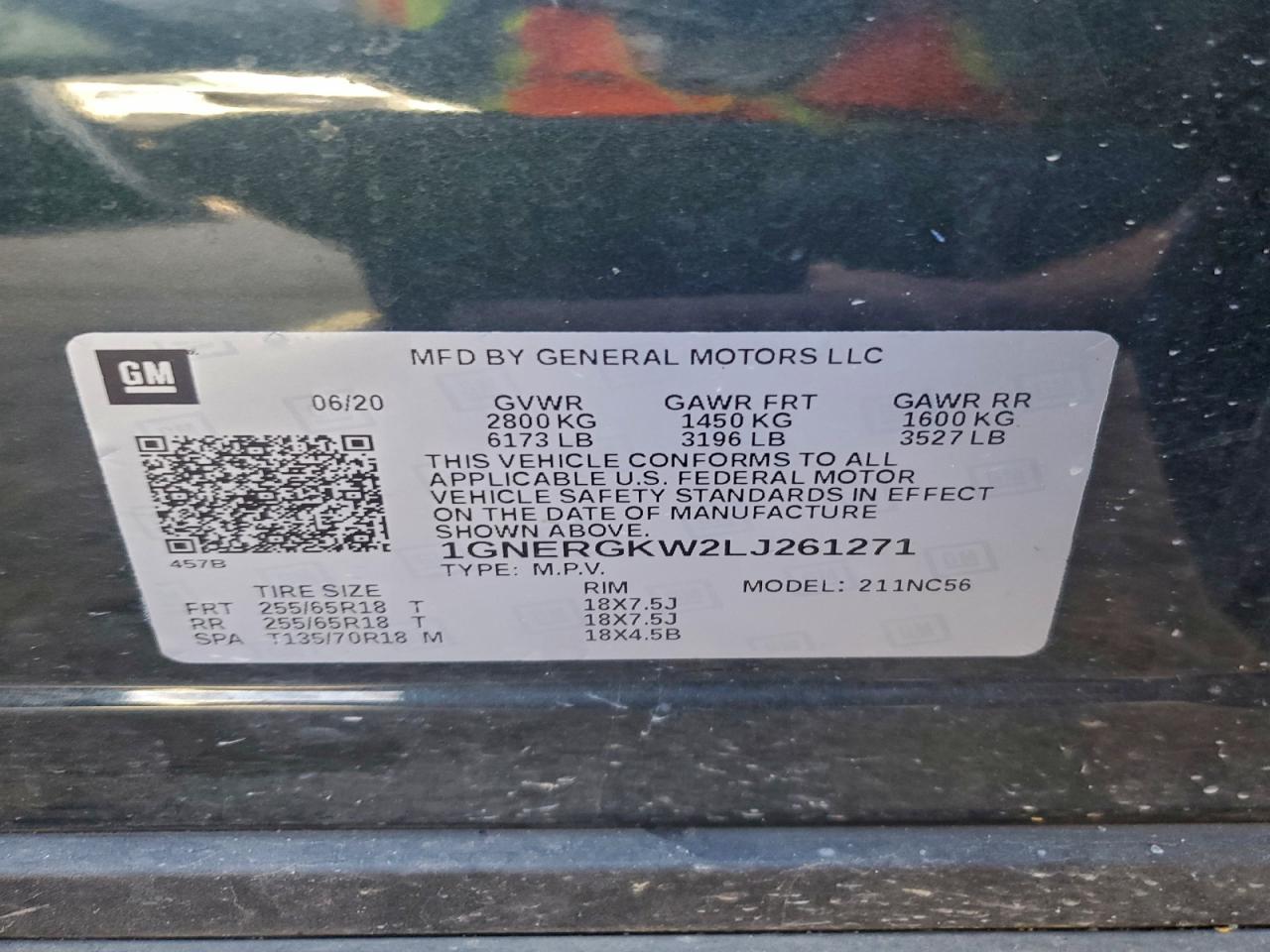 2020 Chevrolet Traverse Lt VIN: 1GNERGKW2LJ261271 Lot: 93890435