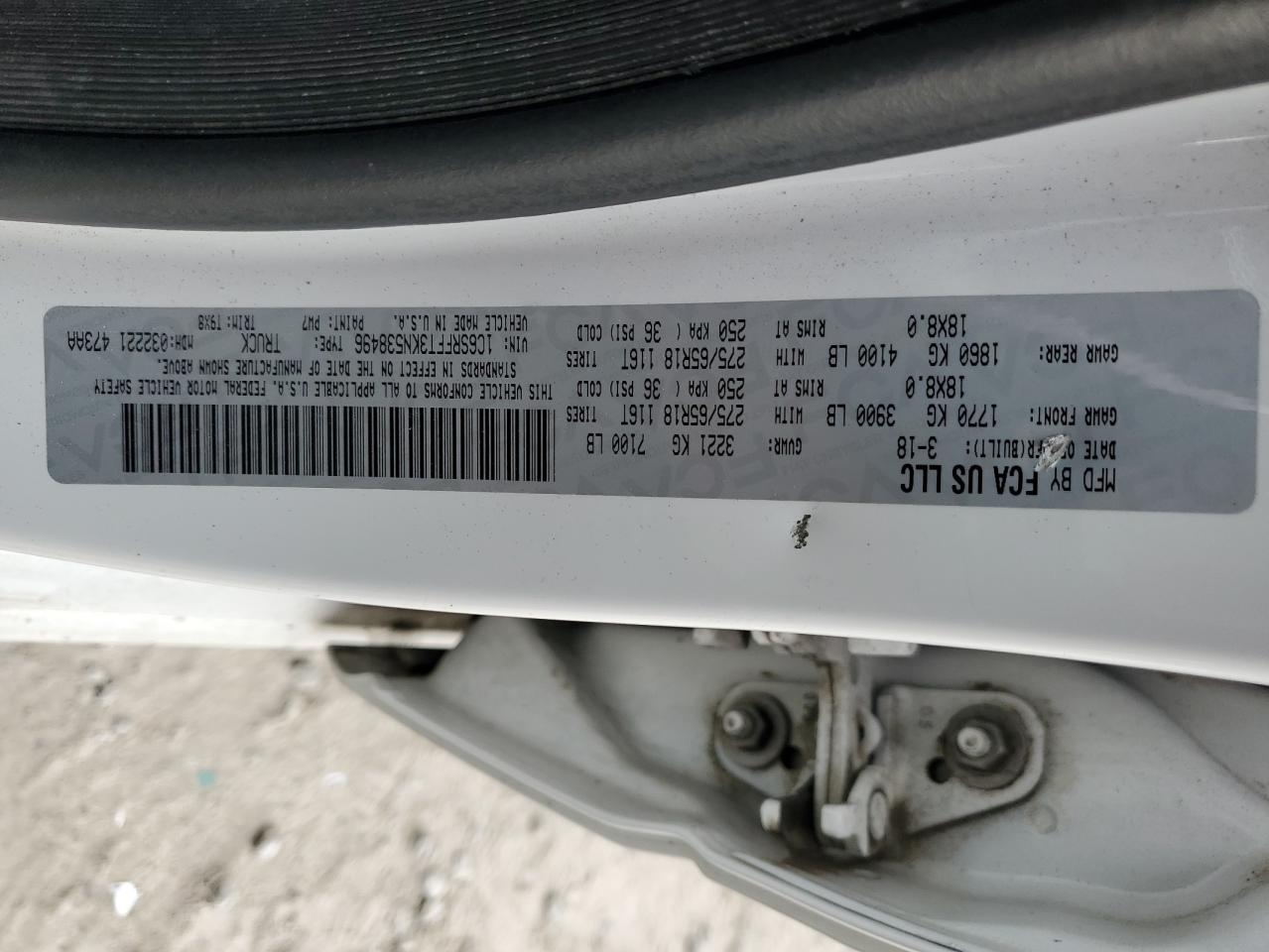 2019 Ram 1500 Big Horn/Lone Star VIN: 1C6SRFFT3KN538496 Lot: 90472685