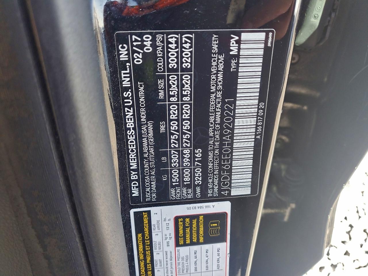 2017 Mercedes-Benz Gls 450 4Matic VIN: 4JGDF6EE0HA920221 Lot: 93873285