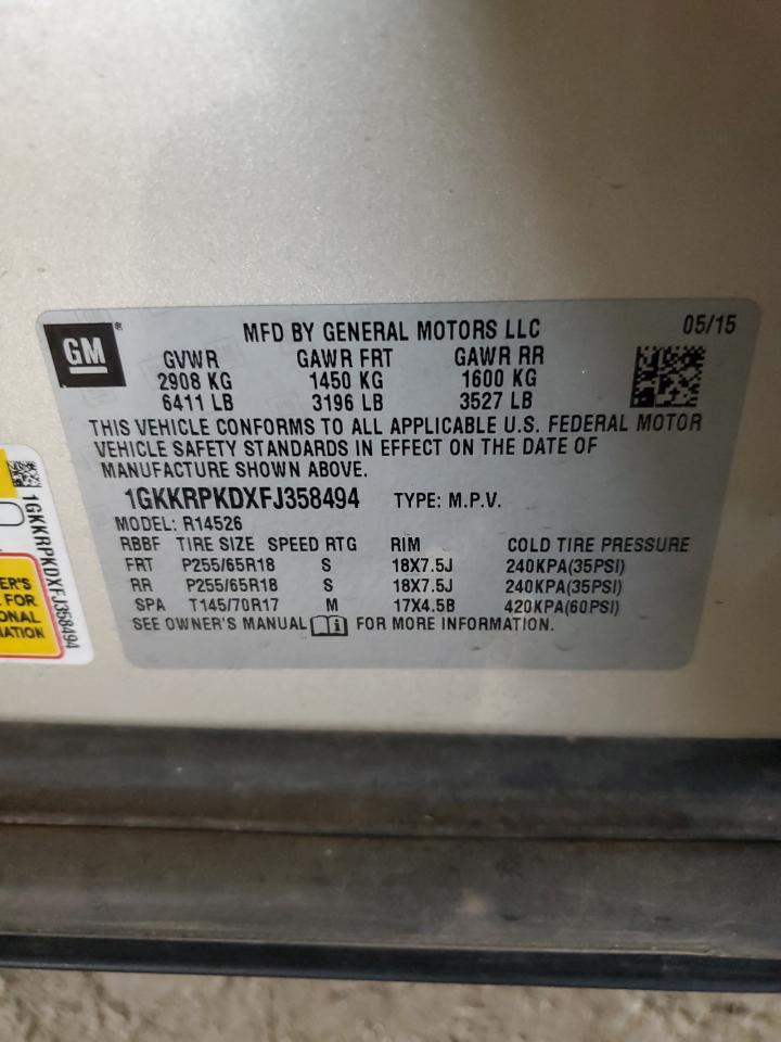 2015 GMC Acadia Sle VIN: 1GKKRPKDXFJ358494 Lot: 82636025