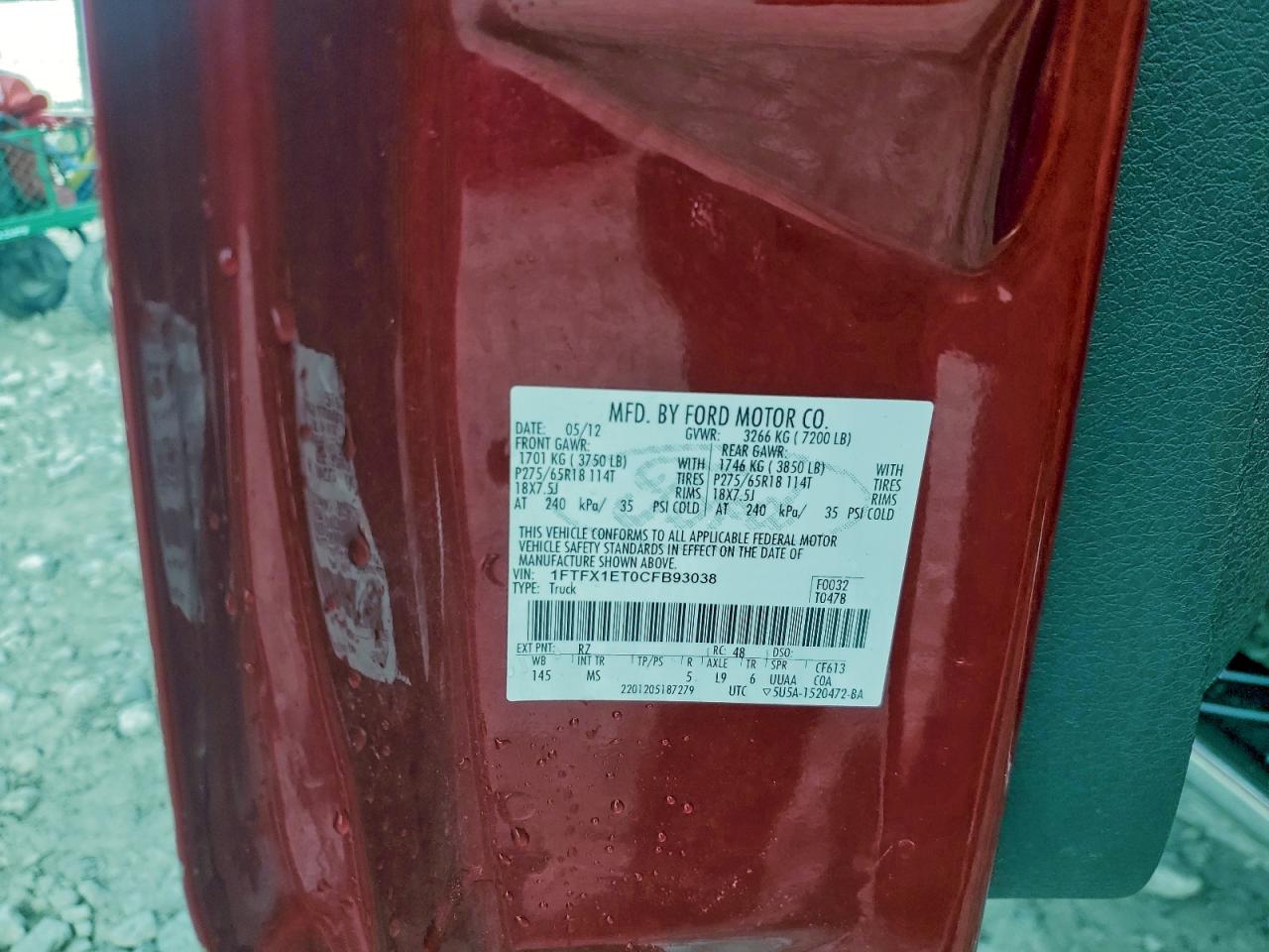 2012 Ford F150 Super Cab VIN: 1FTFX1ET0CFB93038 Lot: 93677265