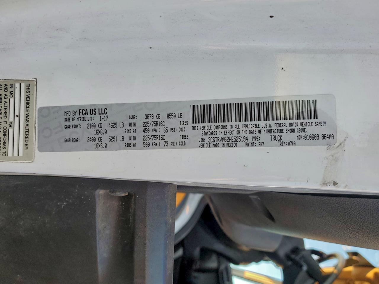 2017 Ram Promaster 1500 1500 Standard VIN: 3C6TRVAG2HE525194 Lot: 93264745