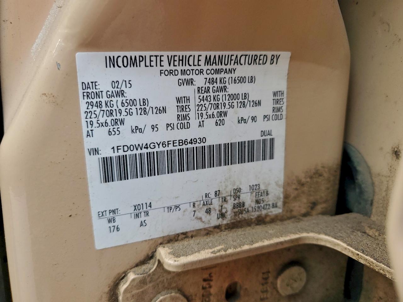 2015 Ford F450 Refuse Truck VIN: 1FD0W4GY6FEB64930 Lot: 91074525