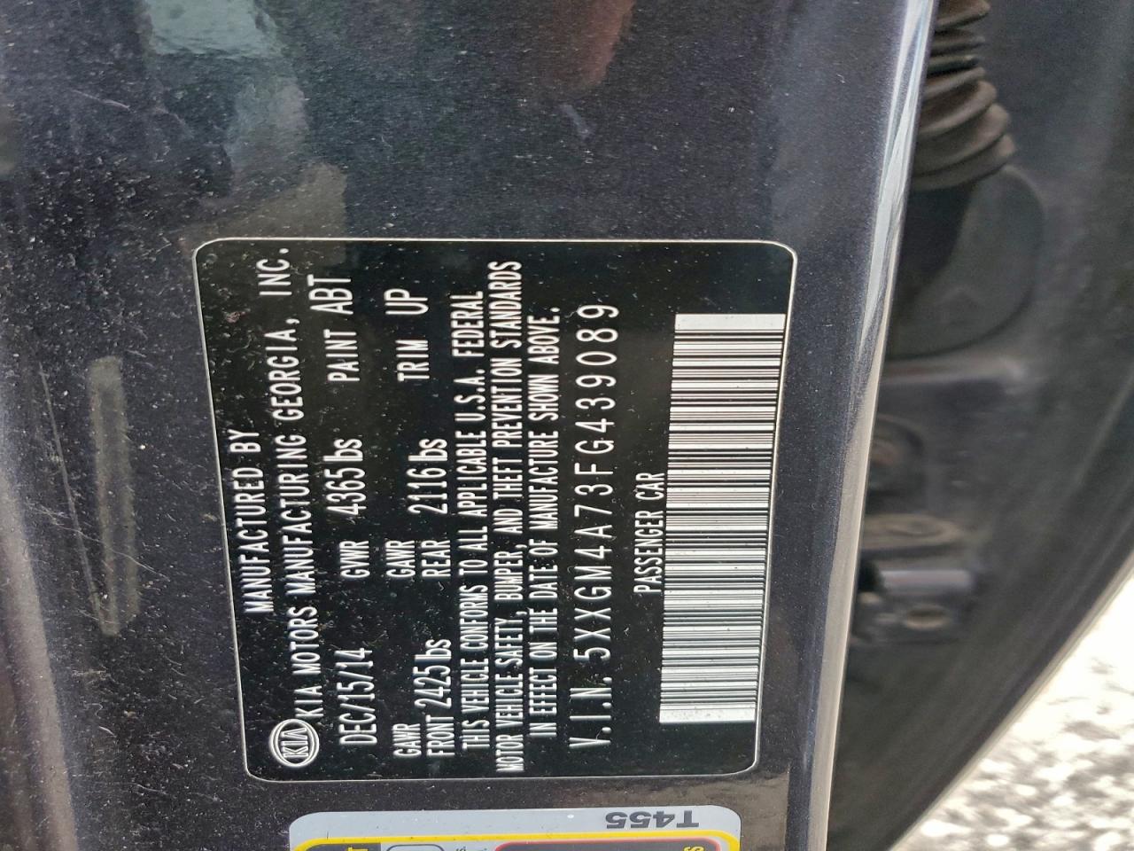 2015 Kia Optima Lx VIN: 5XXGM4A73FG439089 Lot: 94435735