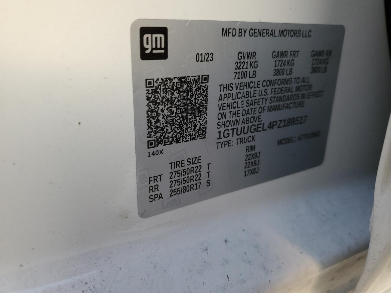 2023 GMC Sierra K1500 Denali VIN: 1GTUUGEL4PZ189517 Lot: 91674775