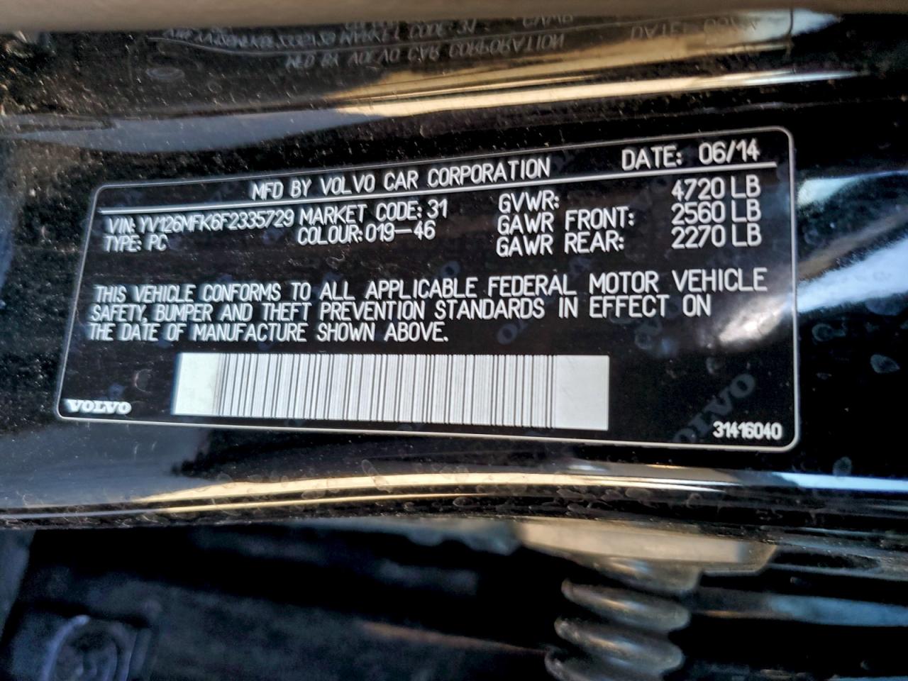 2015 Volvo S60 Premier VIN: YV126MFK6F2335729 Lot: 93279115