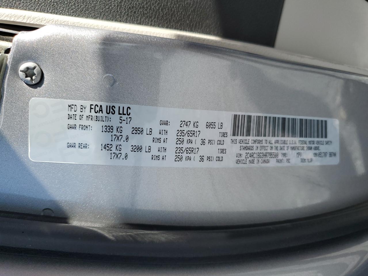 2017 Chrysler Pacifica Touring L VIN: 2C4RC1BG3HR795500 Lot: 93753775