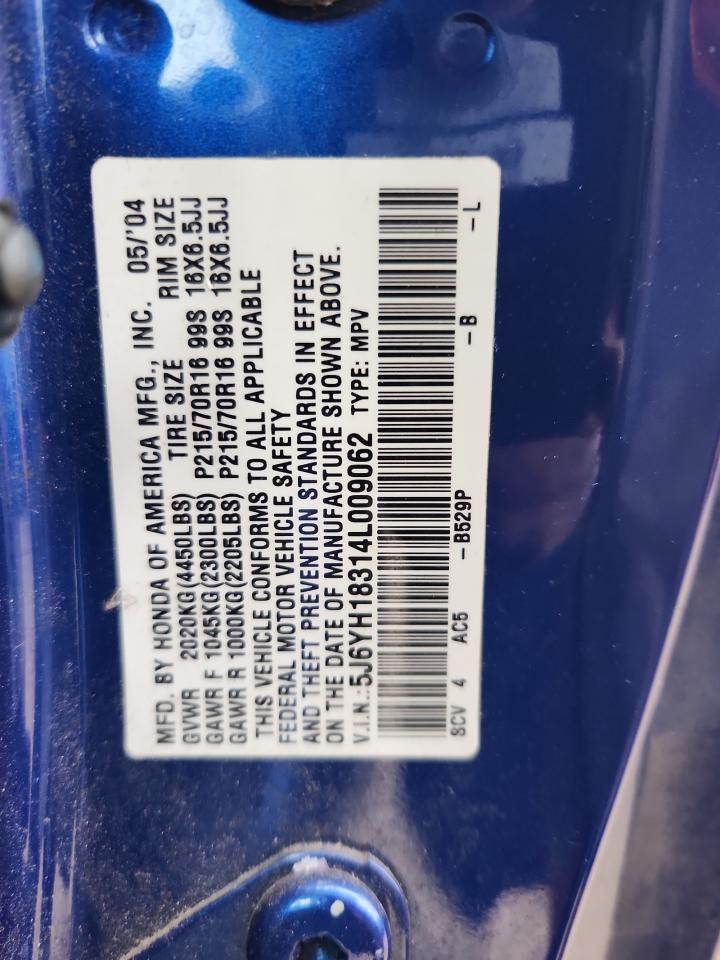 2004 Honda Element Lx VIN: 5J6YH18314L009062 Lot: 93321565