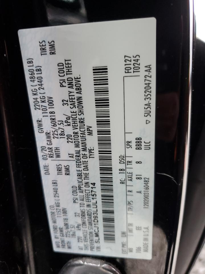 2020 Lincoln Corsair VIN: 5LMCJ1D93LUL15714 Lot: 90982015