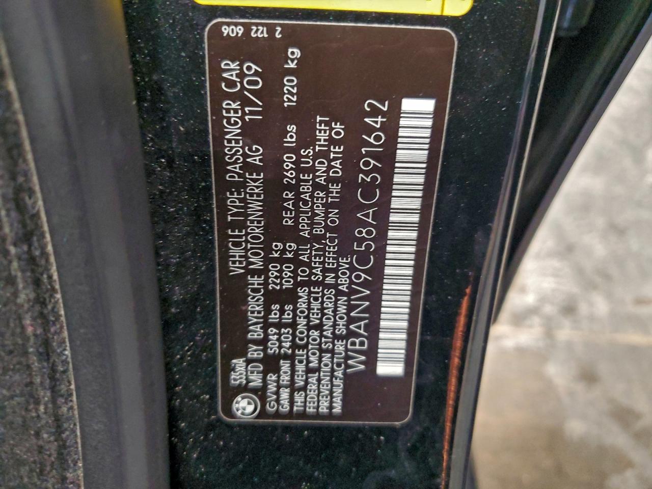 2010 BMW 535 Xi VIN: WBANV9C58AC391642 Lot: 94452835