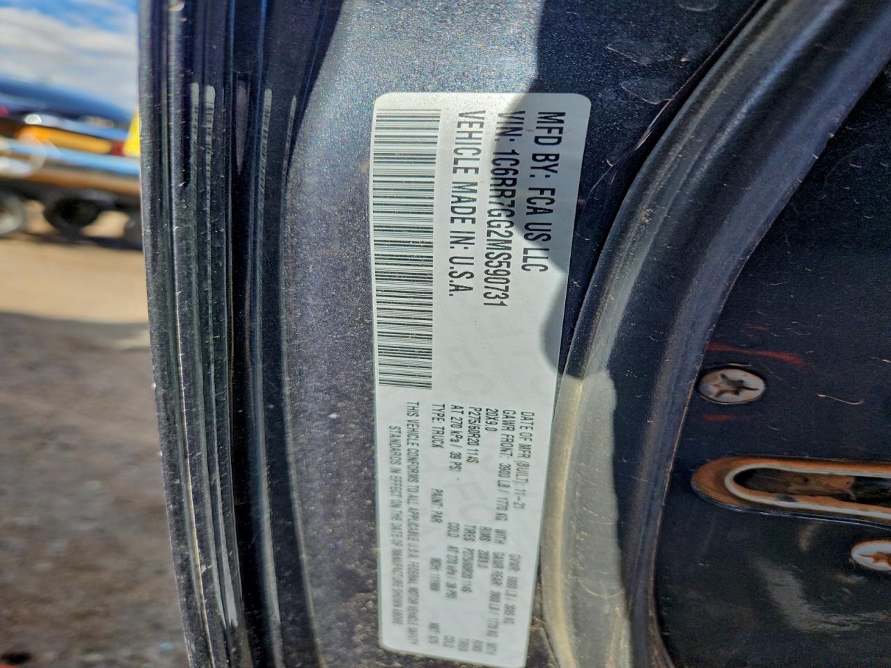 2021 Ram 1500 Classic Slt VIN: 1C6RR7GG2MS590731 Lot: 93558245