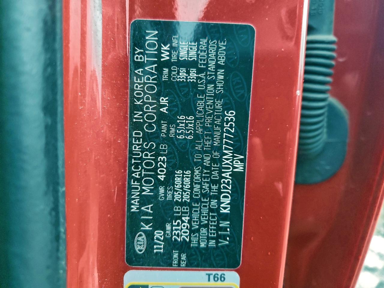 2021 Kia Soul Lx VIN: KNDJ23AUXM7772536 Lot: 94348345