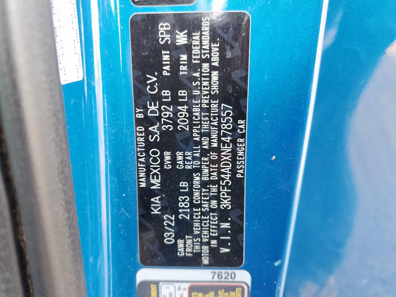 2022 Kia Forte Gt Line VIN: 3KPF54ADXNE478557 Lot: 92649285