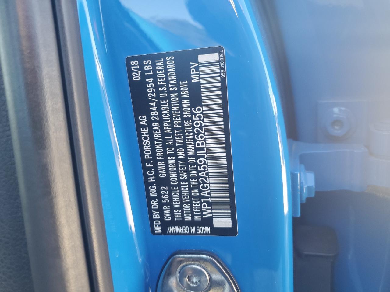 2018 Porsche Macan Gts VIN: WP1AG2A59JLB62956 Lot: 92445275