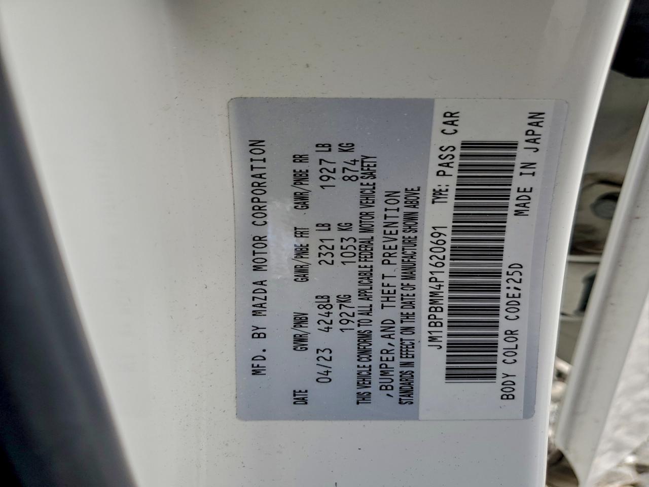 2023 Mazda 3 Premium VIN: JM1BPBMM4P1620691 Lot: 93685755