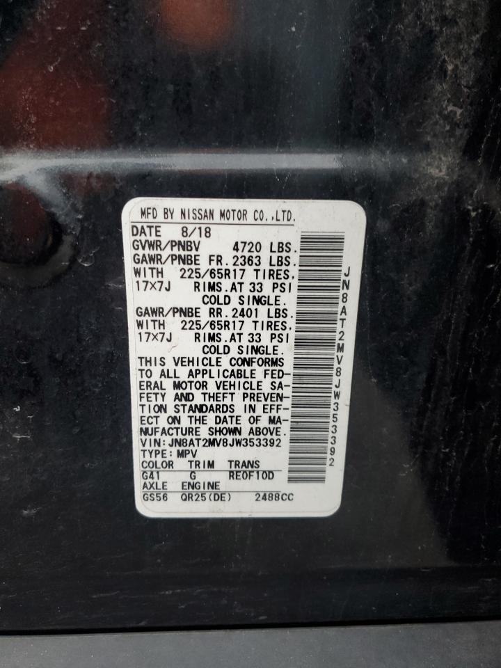 2018 Nissan Rogue S VIN: JN8AT2MV8JW353392 Lot: 92837995