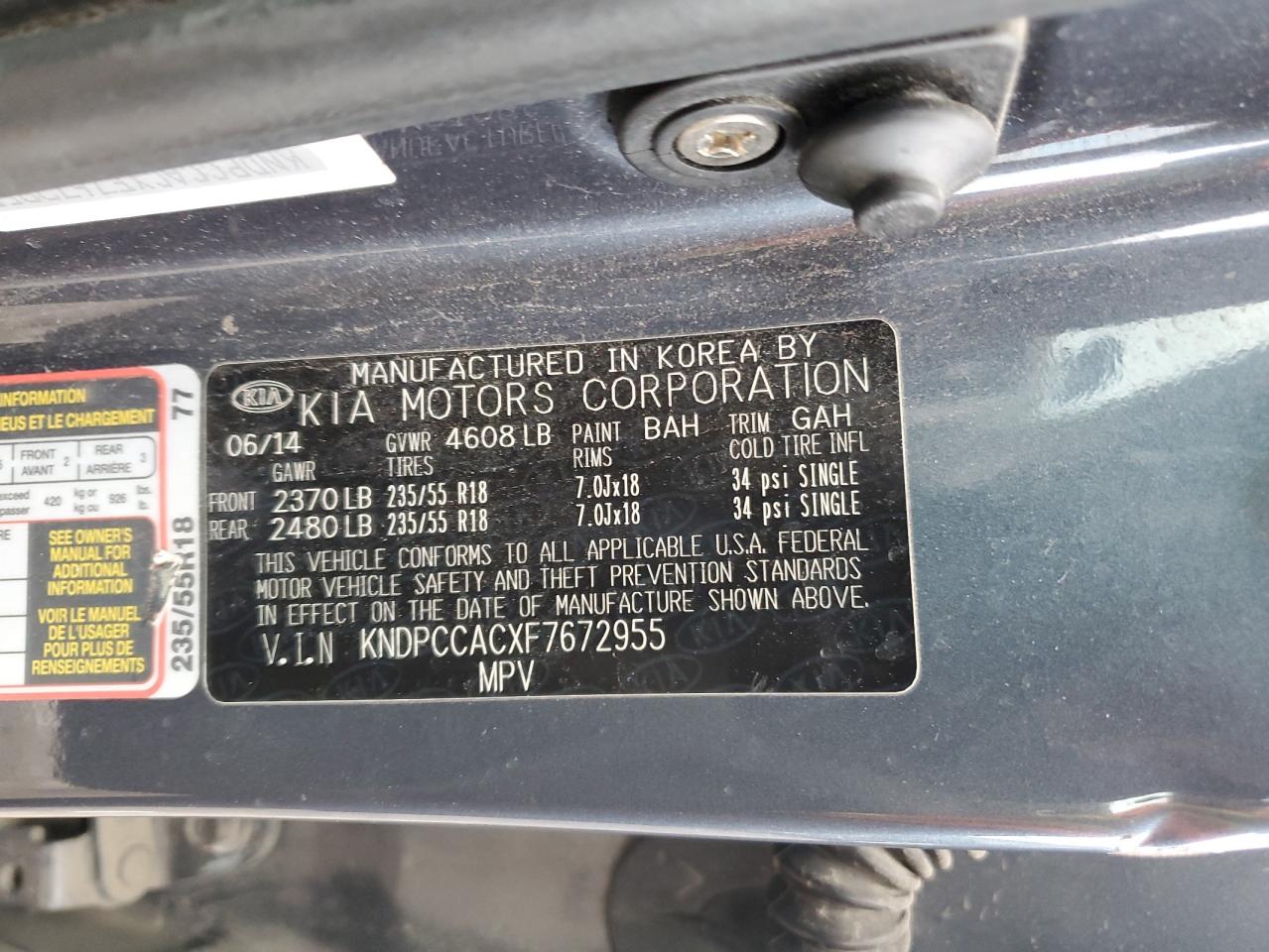 2015 Kia Sportage Ex VIN: KNDPCCACXF7672955 Lot: 92878965