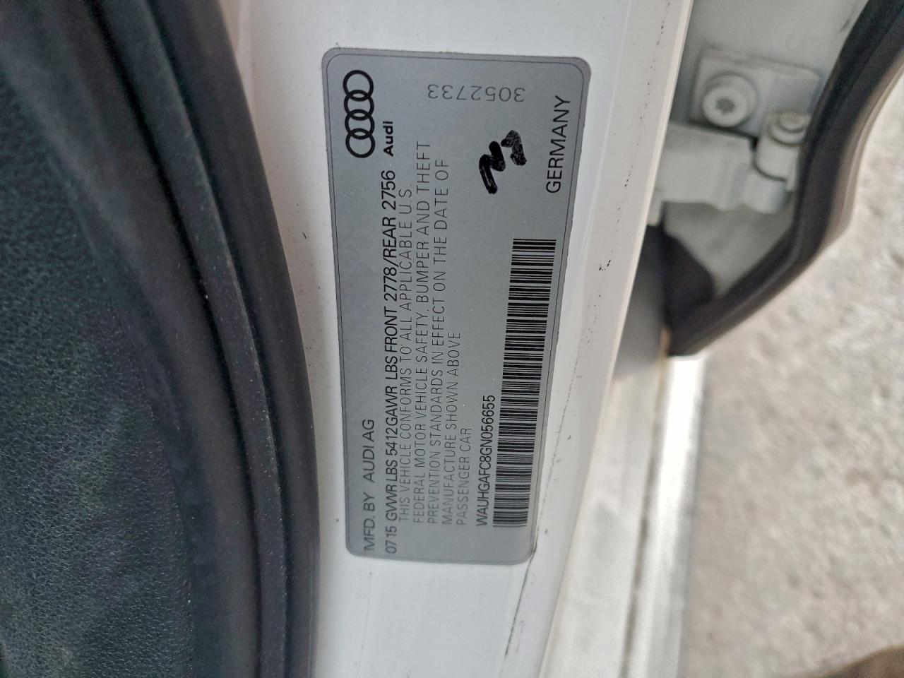 2016 Audi A6 Prestige VIN: WAUHGAFC8GN056655 Lot: 94528795