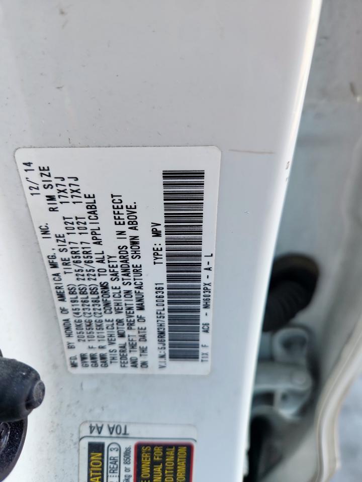 2015 Honda Cr-V Exl VIN: 5J6RM3H75FL006361 Lot: 93378205