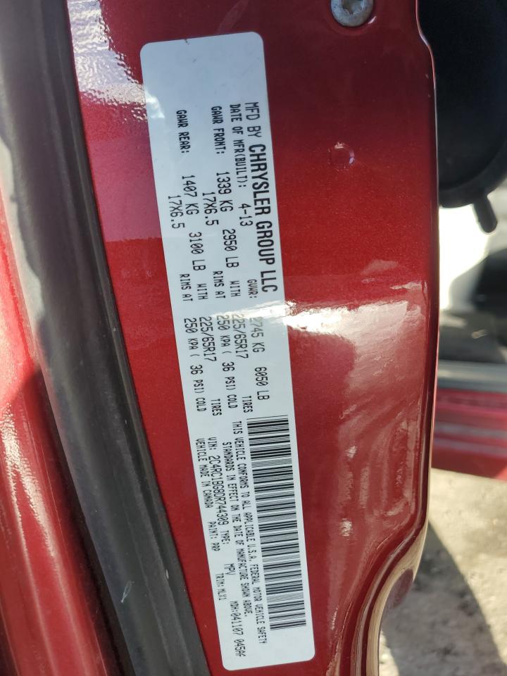 2013 Chrysler Town & Country Touring VIN: 2C4RC1BG8DR744309 Lot: 92045635